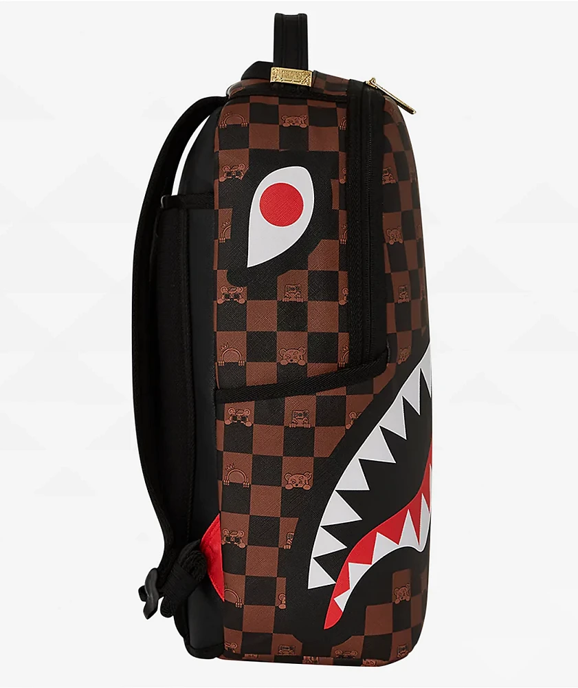 Sprayground Peeking Checker Brown Backpack