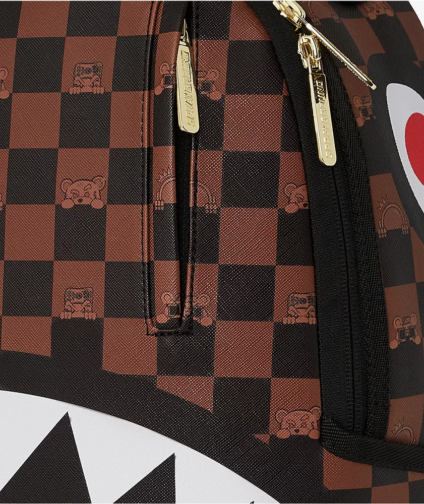 Sprayground Peeking Checker Brown Backpack