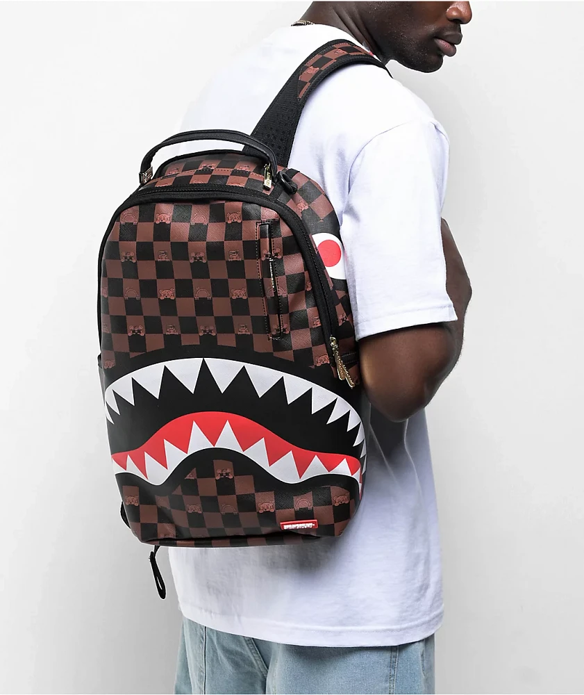 Sprayground Peeking Checker Brown Backpack