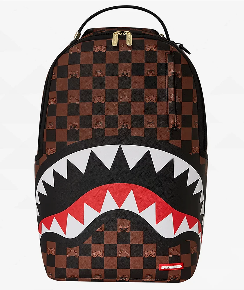 Sprayground Peeking Checker Brown Backpack