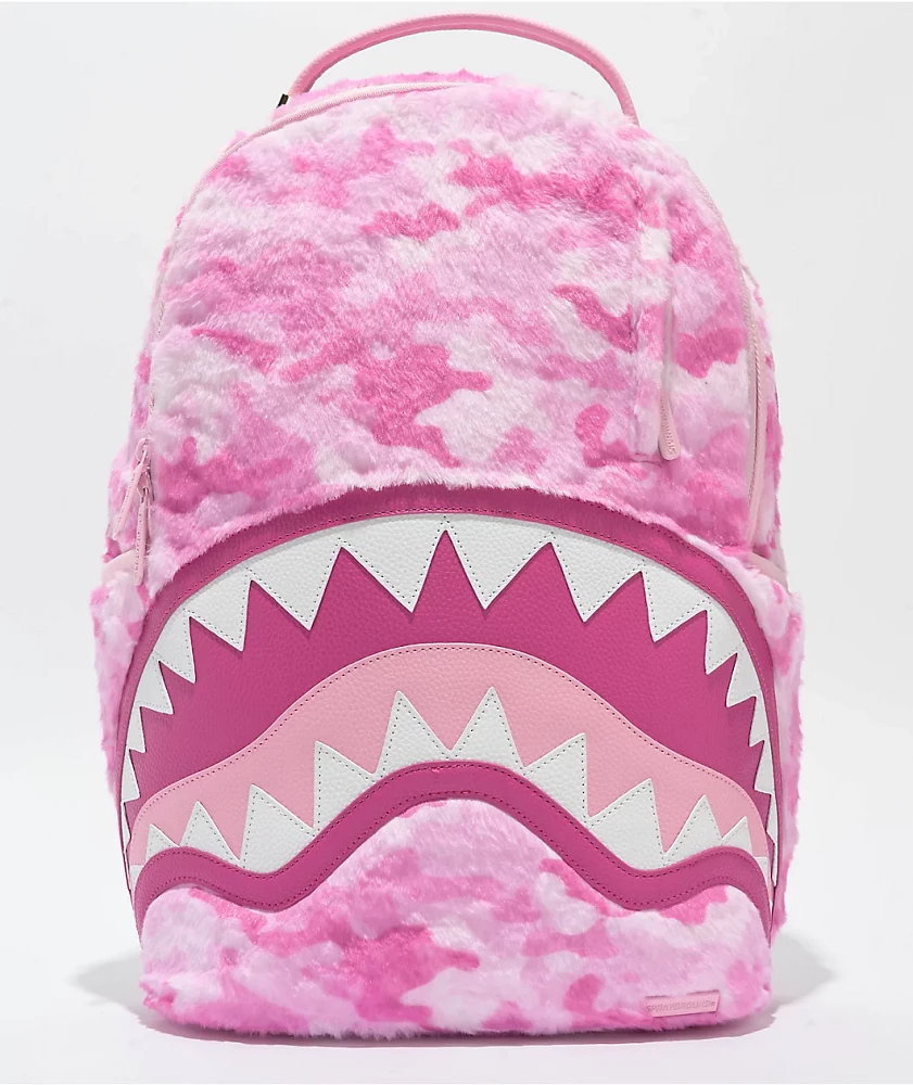 Sprayground Pink Camo Faux Fur Backpack