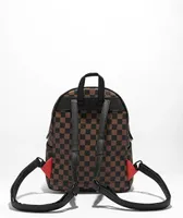 Sprayground Pink Drip Savage Brown & Black Checkered Mini Backpack