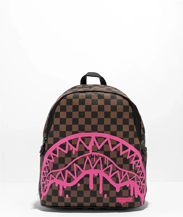 SPRAYGROUND Checkerboard Shark Backpack - Brown