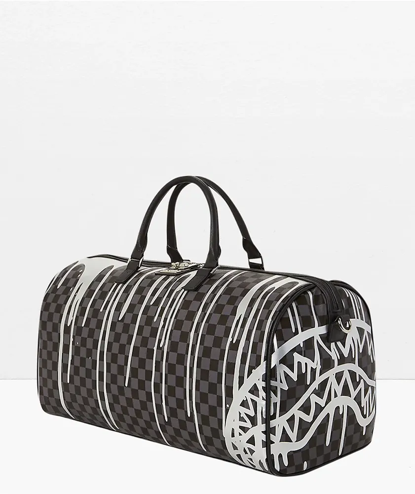 Sprayground Platinum Drip Black Checkered Duffle Bag