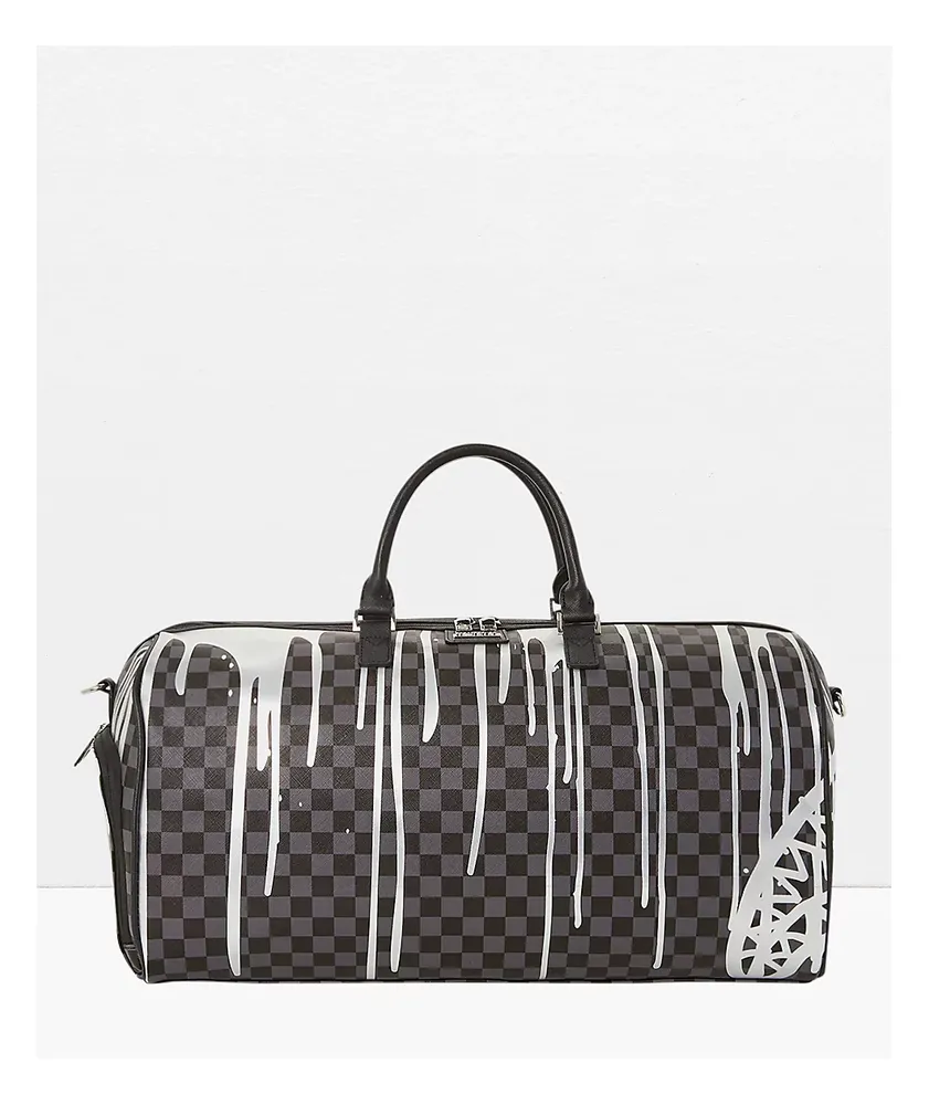 Sprayground Platinum Drip Black Checkered Duffle Bag