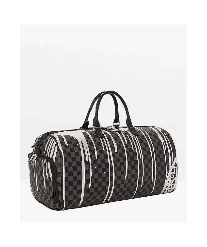 Sprayground Platinum Drip Black Checkered Duffle Bag