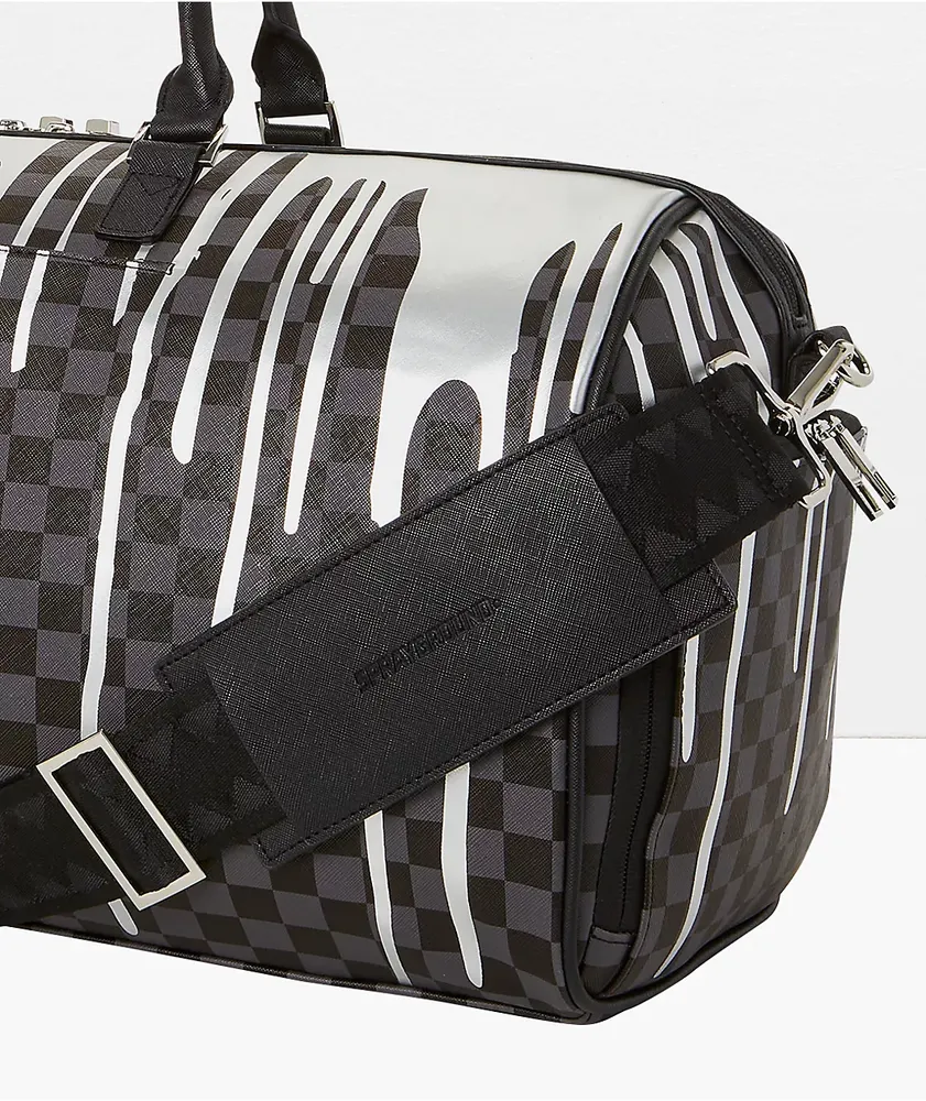 Sprayground Platinum Drip Black Checkered Duffle Bag