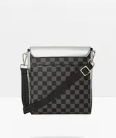 Sprayground Platinum Drips Black & Grey Checkered Messenger Bag