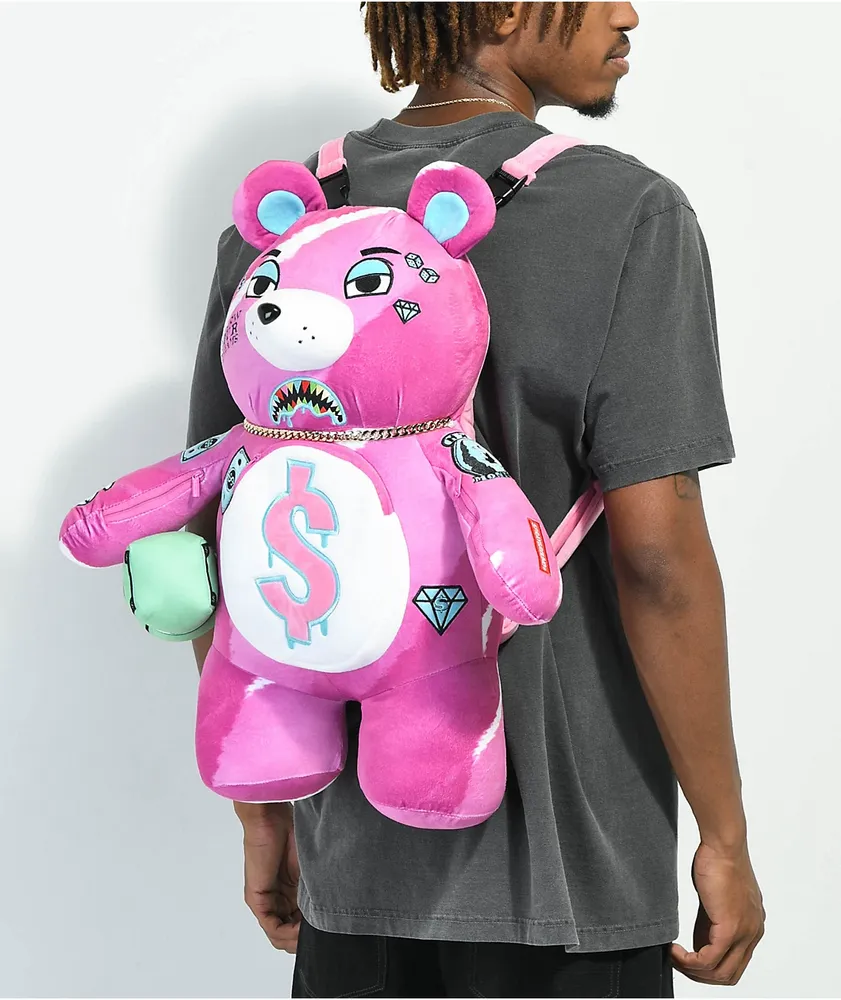 Sprayground Punk Money Bear Teddy Bear Pink Backpack