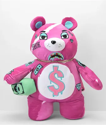 Sprayground Punk Money Bear Teddy Bear Pink Backpack