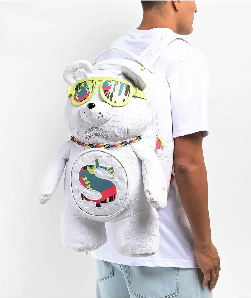 Sprayground Shark Trip Money Bear White Backpack