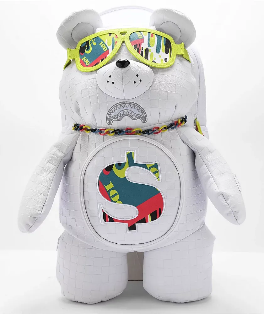 Sprayground Shark Trip Money Bear White Backpack