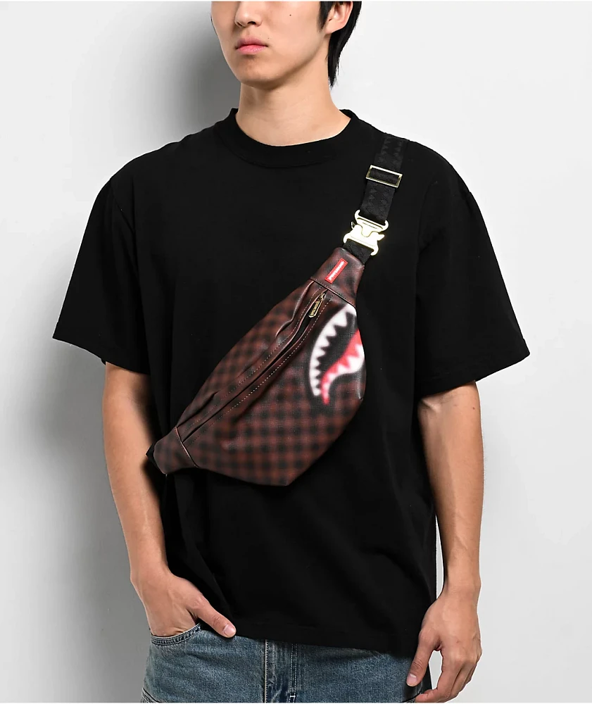 Sprayground Sharks In Paris Blur Brown Fanny Pack