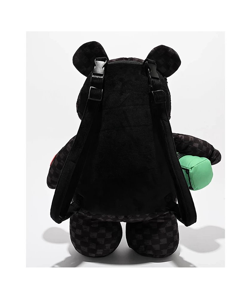 Sprayground Slime Takeover Black Bear Plush Backpack