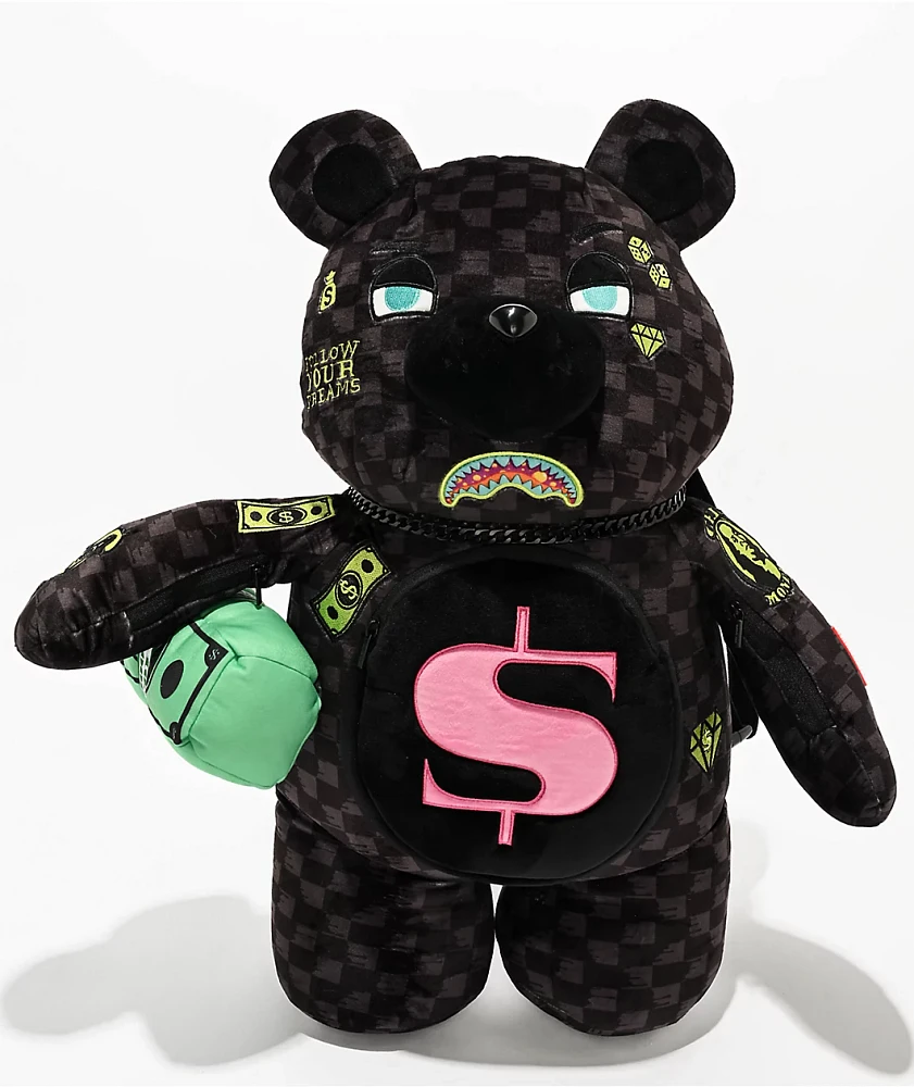 Sprayground Slime Takeover Black Bear Plush Backpack