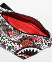 Sprayground Tagged Up Sharks In Paris Brown Checkered Fanny Pack 
