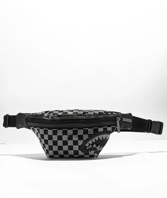 Sprayground Trinity Black & Silver Checkered Rhinestone Fanny Pack