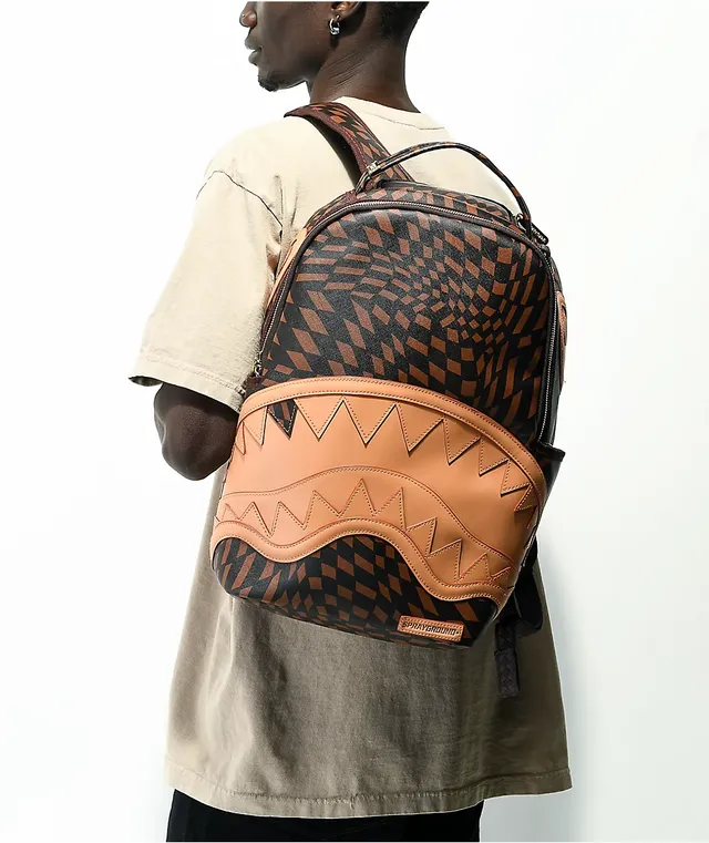 sprayground trippy henny brown checkerboard backpack