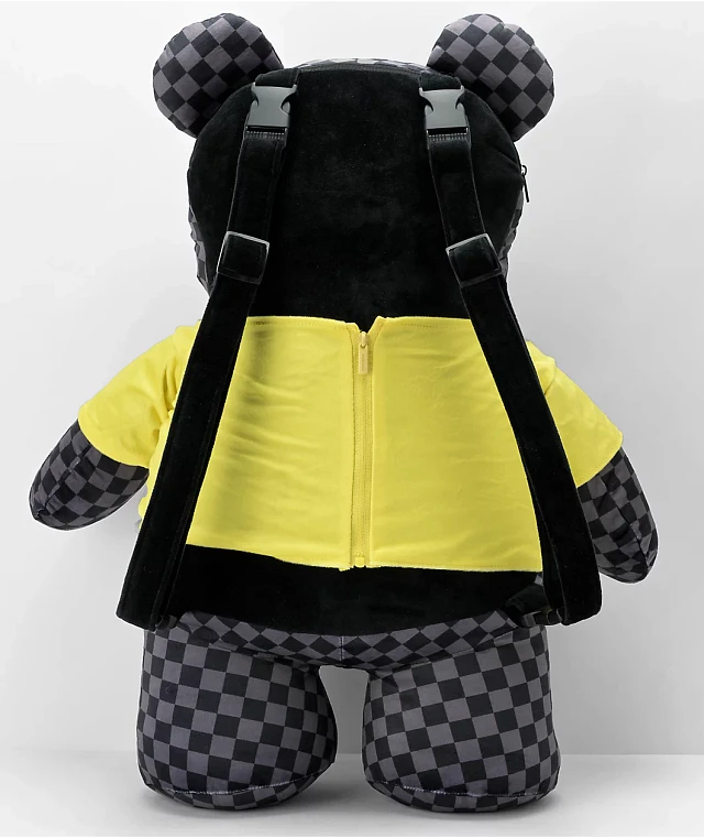 Sprayground x Spongebob Money Bear Teddy Bear Grey Checkered 