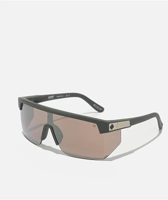 Spy Super Flynn ANSI Z87 Matte Olive Green & Happy Bronze Pewter Mirror Sunglasses