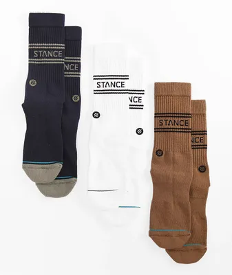 Stance Basic Brown, Black & White Crew Socks