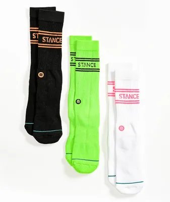 Stance Basic Green, Black & White 3 Pack Crew Socks