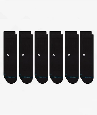 Stance Origin 6 Pack Black Crew Socks