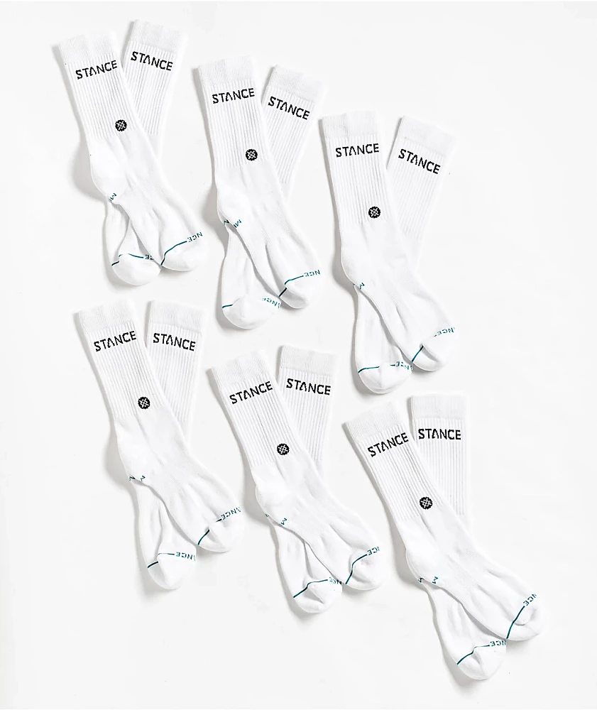 Stance Origin White 6 Pack Crew Socks