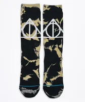 Stance x Harry Potter Cloak, Wand, Stone Black Tie Dye Crew Socks