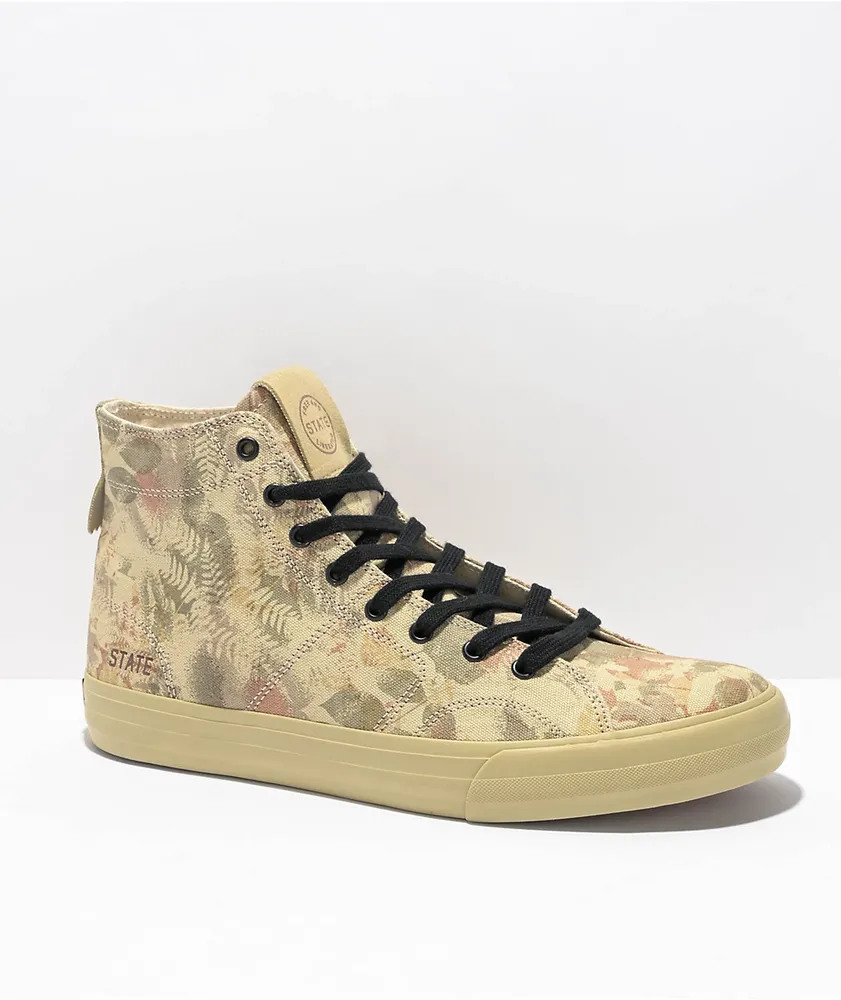 State Bushwick Sand Leaf Camo Canvas Skate Shoes