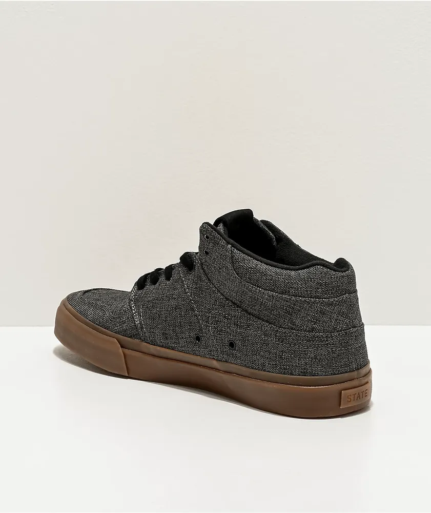 State Mercer Dark Grey Chambray & Gum Skate Shoes