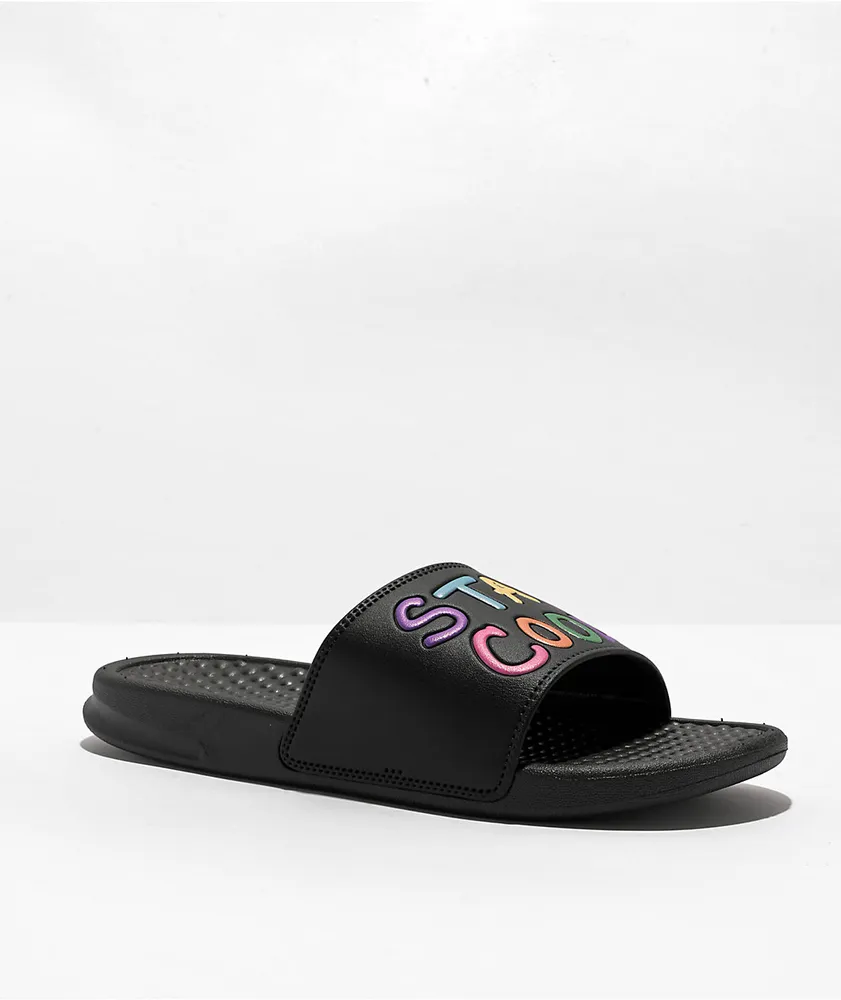 Staycoolnyc Puff Paint Black Slide Sandals