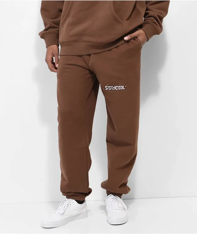 Empyre Creager Stretch Elastic Waist Brown Jogger Pants