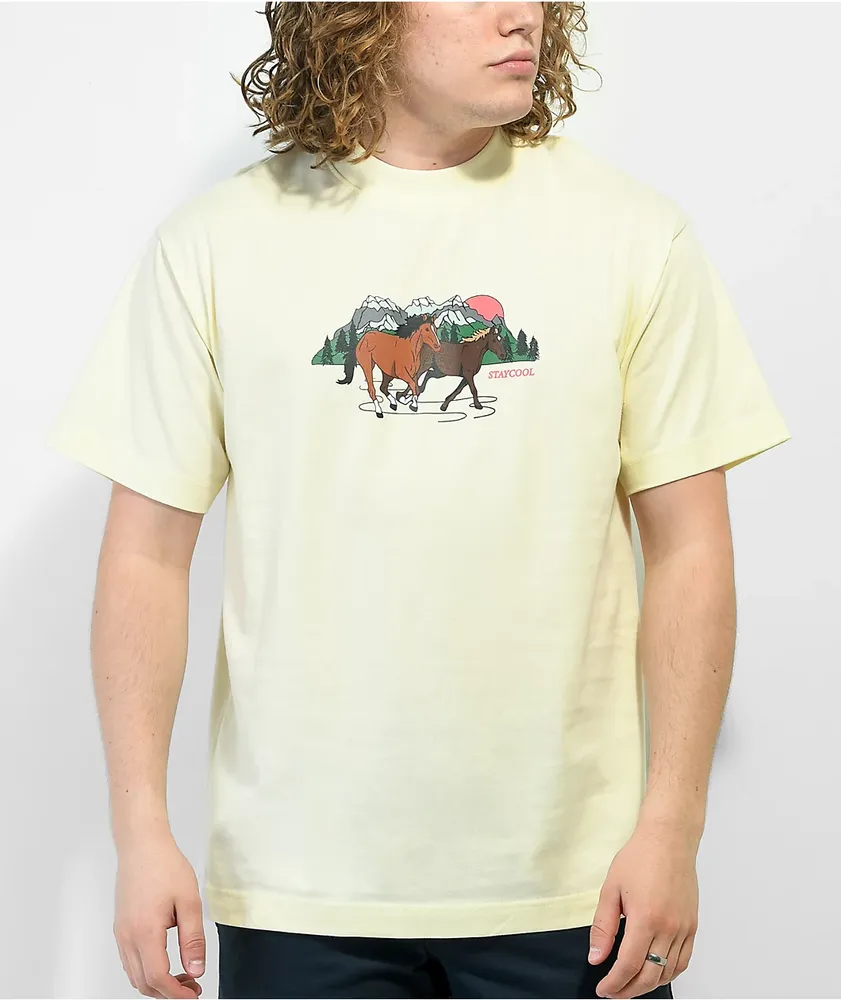 Staycoolnyc Western Horses Cream T-Shirt