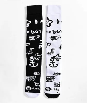 Stinky Socks Bad Boy Black & White Snowboard Socks