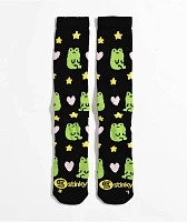 Stinky Socks Froggy Love By Night Black Crew Socks