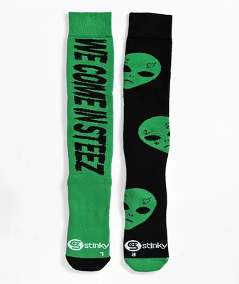 Stinky Socks On Their Way Green & Black Snowboard Socks