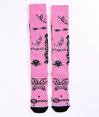 Stinky Socks x Jibgurl Pink Snowboard Socks