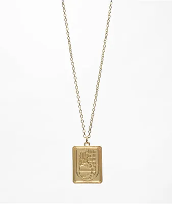 Stone + Locket Basketball Square Gold 20" Necklace