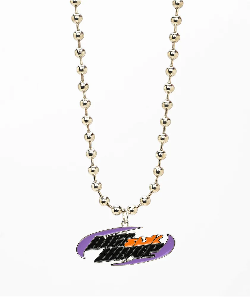 Stone + Locket Digi Wave Silver Necklace