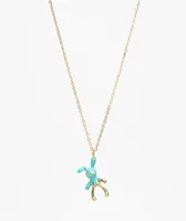 Stone + Locket Dipped Bunny 18" Gold Necklace