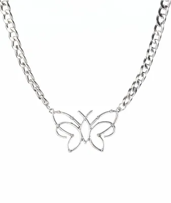 Stone + Locket Drew Butterfly Necklace