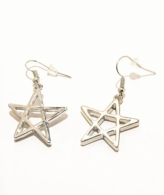 Stone + Locket Pentagram Star Earrings 