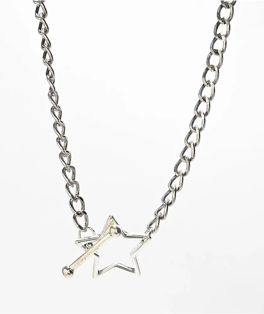 Stone + Locket Starstruck 15" Silver Chain Necklace