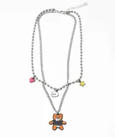 Stone + Locket Teddy 18" Layered Necklace