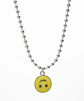 Stone + Locket Upside Down Smile 16" Silver Charm Necklace