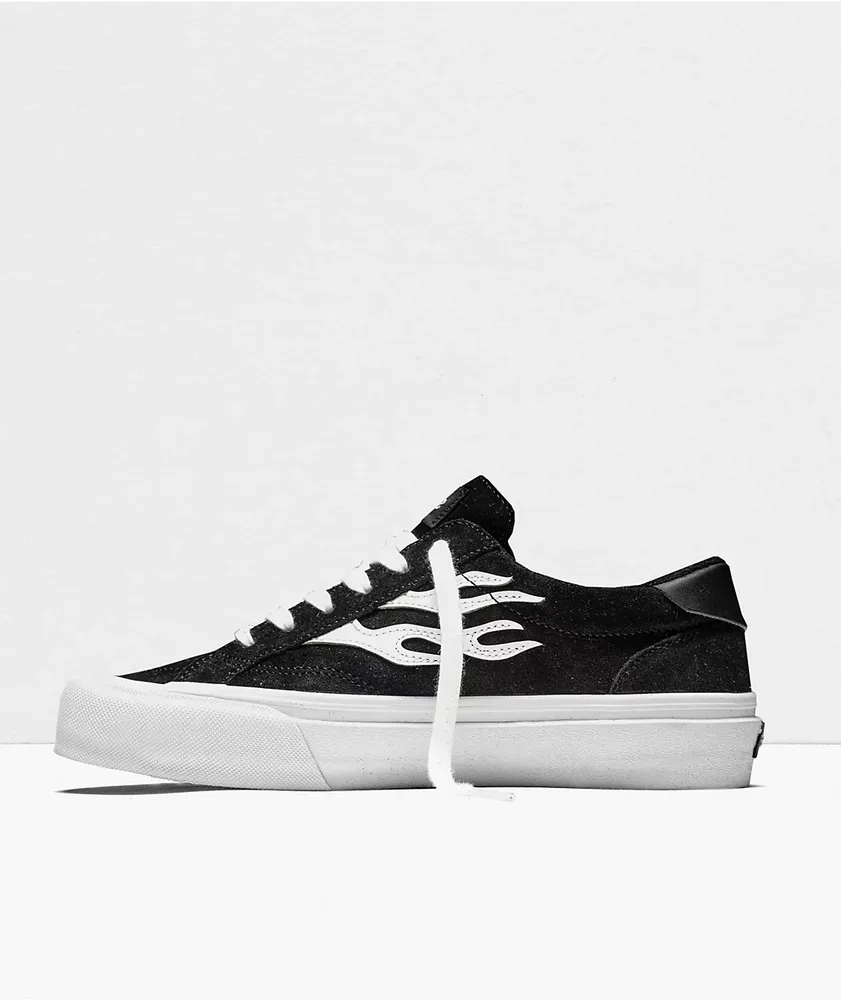 Straye Logan Flame Black & White Suede Skate Shoes