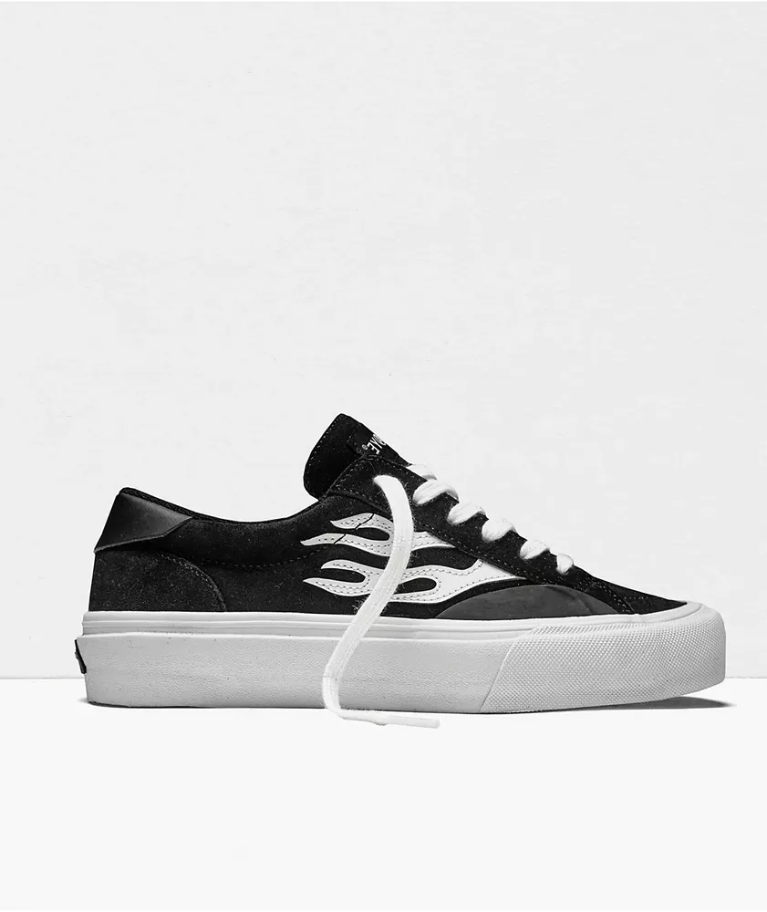 Straye Logan Flame Black & White Suede Skate Shoes