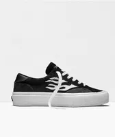 Straye Logan Flame Black & White Suede Skate Shoes