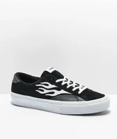 Straye Logan Flame Black & White Suede Skate Shoes